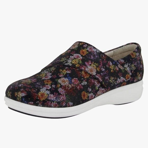 Alegria Shoes - Algeria Clog Mule Shoes Leather Black Floral Comfortable Professional